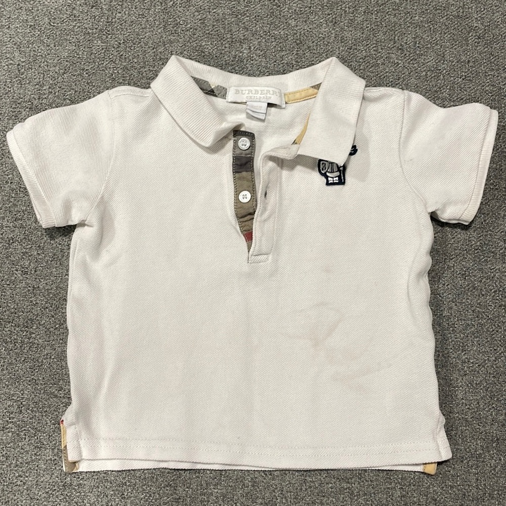 Baby Boys Burberry 18m polo tee shirt white